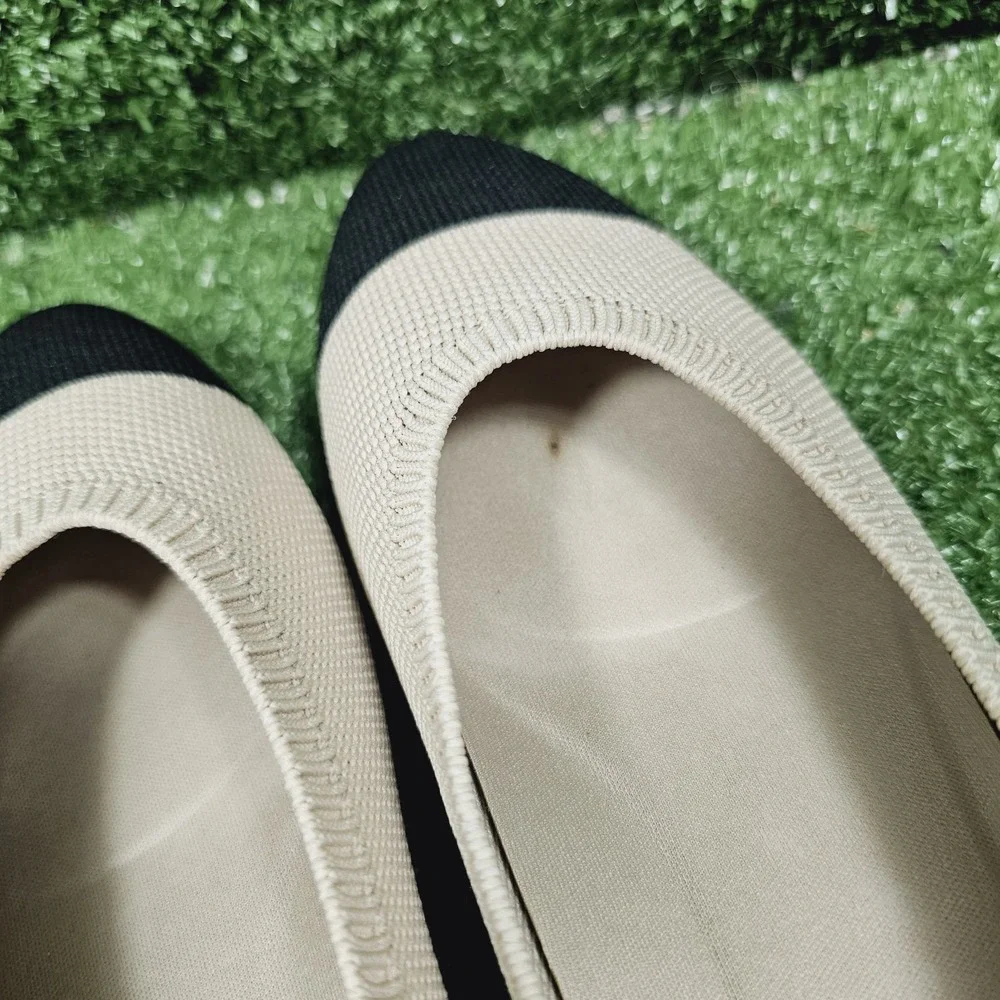 Vivaia Aria Ballet Almond Black Comfort Ballet Flats Womens 36.5 US Size 6